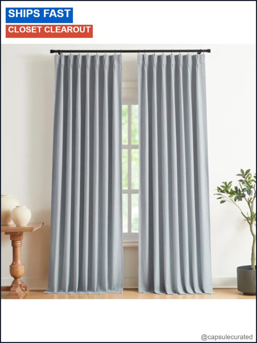 Pinch Pleated Full Blackout Linen Blend Curtain Panels 90 Inch Thermal